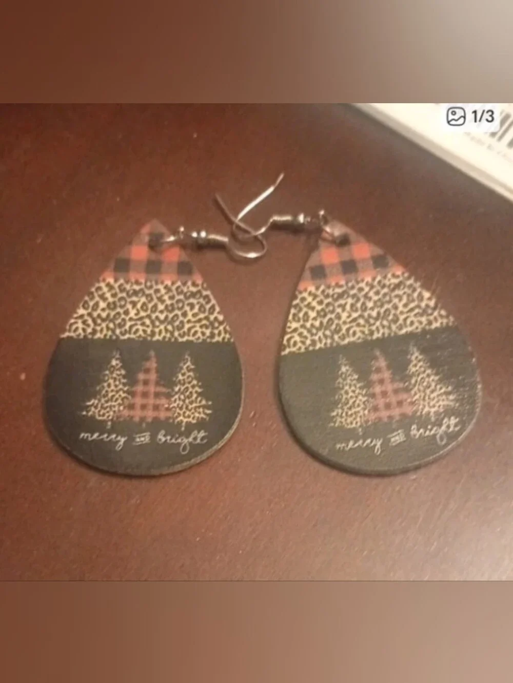 $8 Each Or Bundle 5/$20 Red & Black Plaid 'Merry and Bright' Teardrop Earrings
